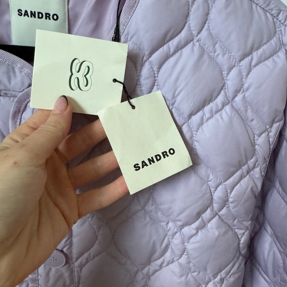 NWT- Sandro Lavender Quilted Jacket with Belt - Picture 11 of 13